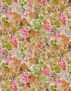 Moss, Peach - Linen Fabric