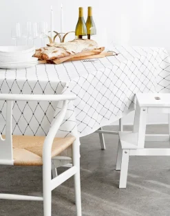 Net Cotton Fabric, White / Black