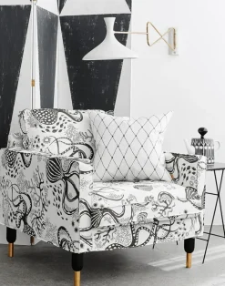 Net Cotton Fabric, White / Black