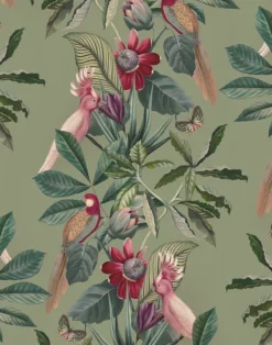 Passiflora Linen Fabric, Sage
