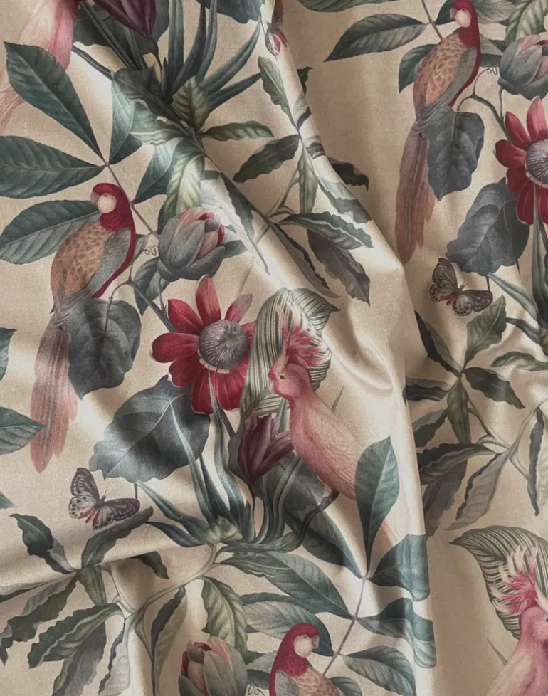 Passiflora Velvet Fabric, Antique