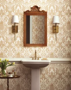 Pineapple Damask White & Metallic Gold RF7482
