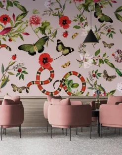 Pink Serpent Wallfabric