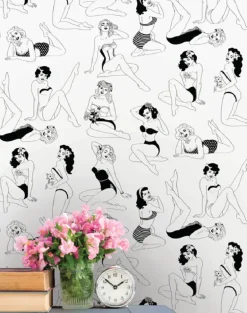 Pin-Up Wallpaper, Black and White