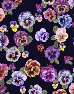 Plethora of Pansies, Violet - Medium Pile Velvet