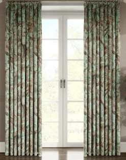 Resplendent Woods Linen Fabric, Teal