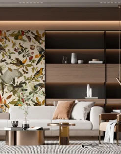 Retro Birds Wallfabric