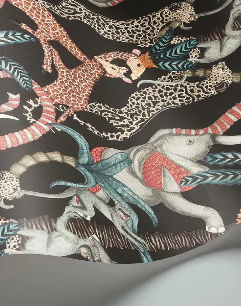 Safari Totem, Ruby & Print Room Blue on Charcoal 119-2008