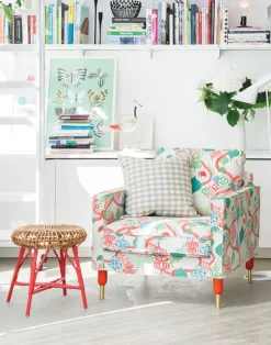 Saga Forest Cotton Fabric, White / Red