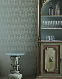 Seahorse, Soft Gold on Eau de Nil