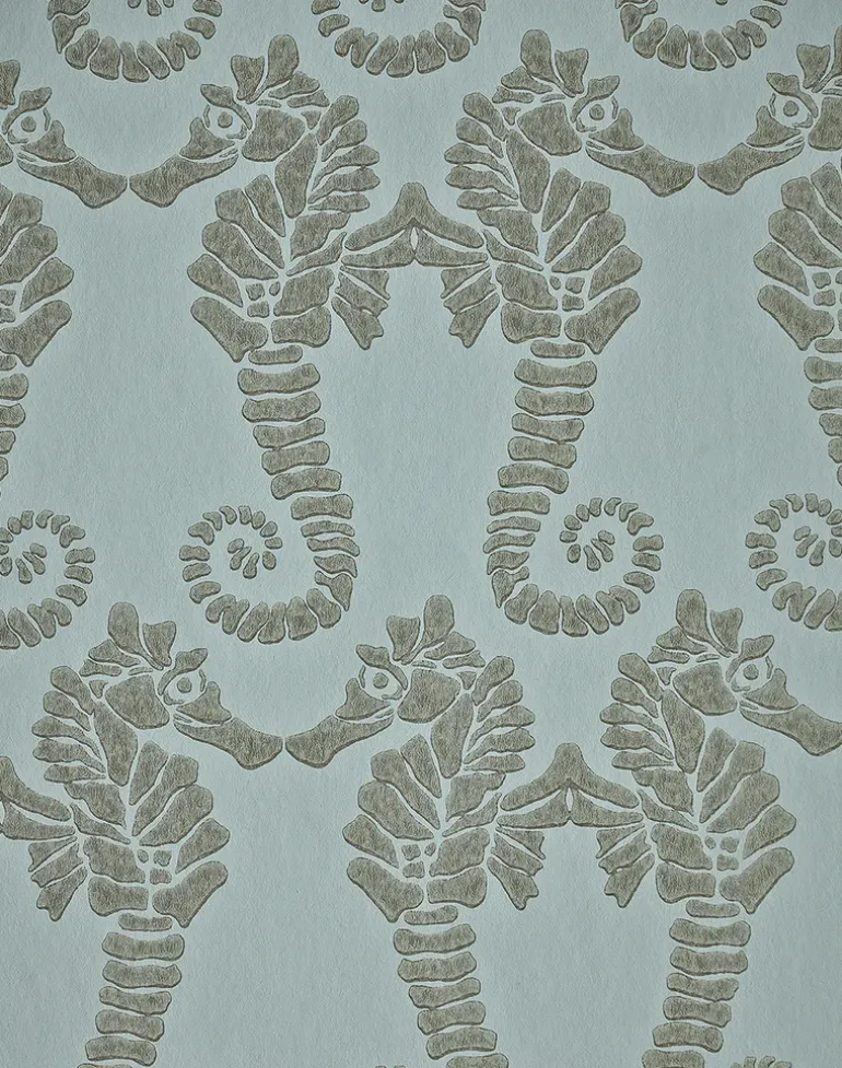 Seahorse, Soft Gold on Eau de Nil