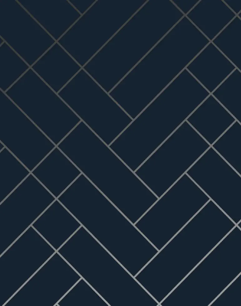 Tapet Cafe Tile, Silver & Navy Blue