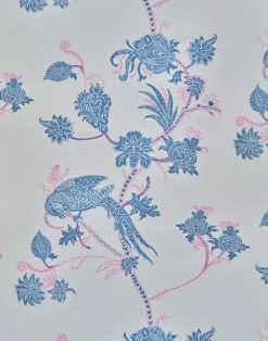 Vintage Bird Trail Fabric, Blue / Pink