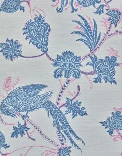 Vintage Bird Trail Fabric, Blue / Pink