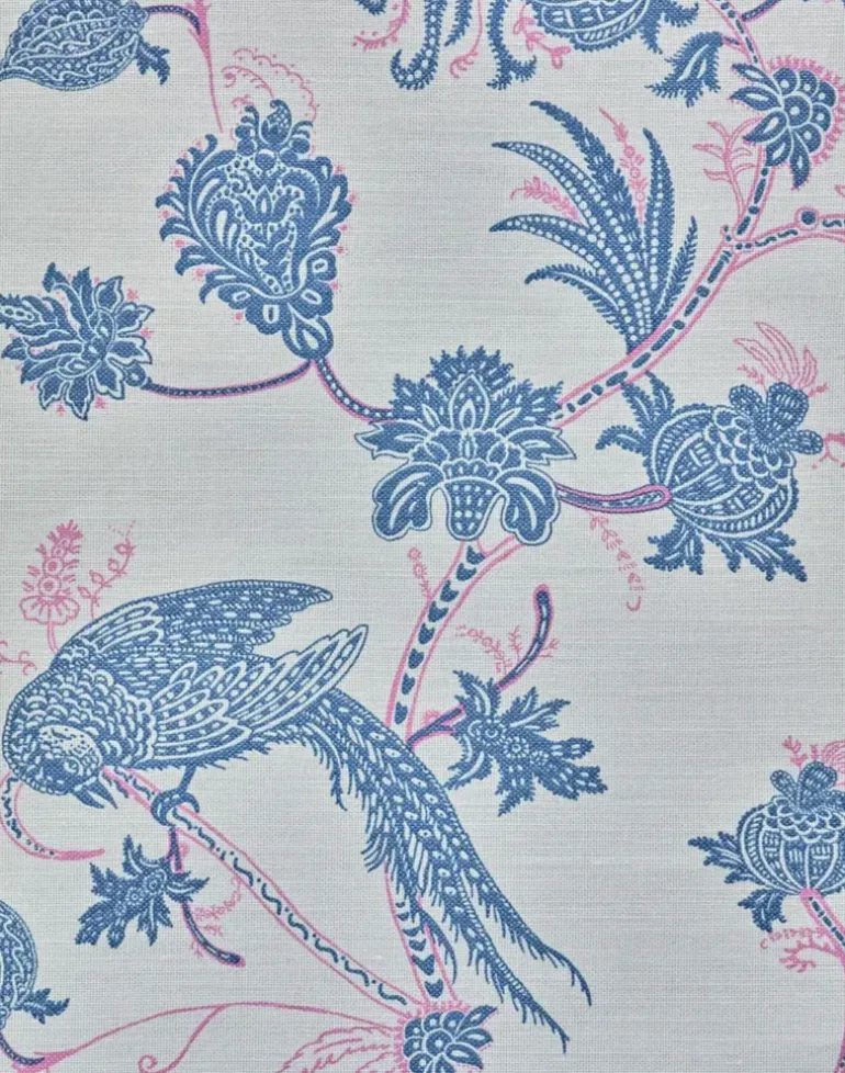 Vintage Bird Trail Fabric, Blue / Pink