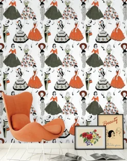 Vintage Dress Wallpaper, Color