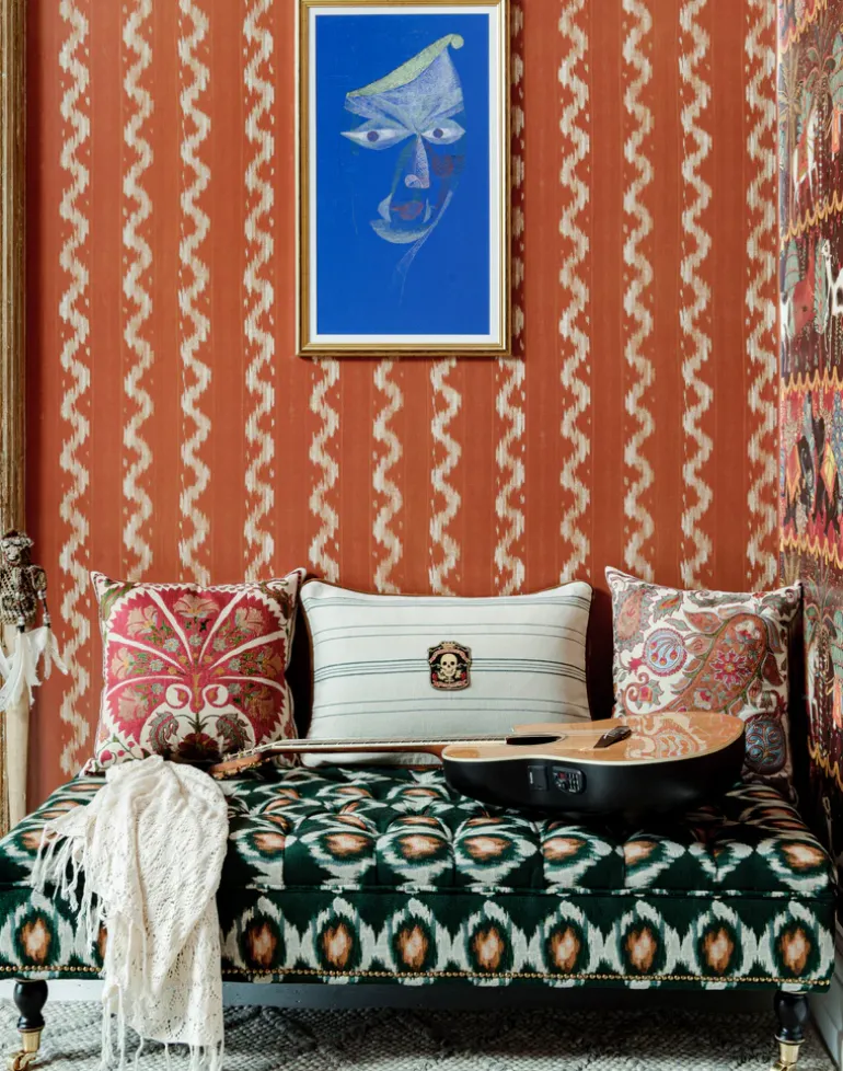 Vintage Ikat, Topiary Green