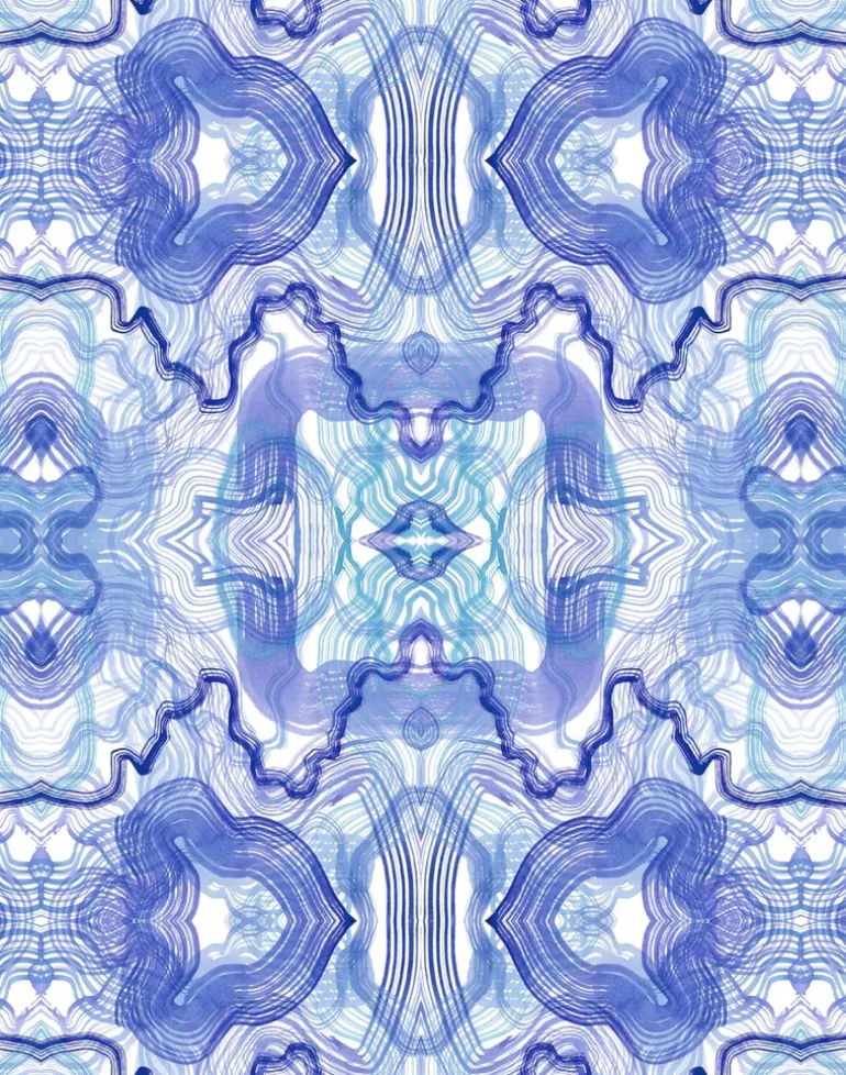 Wave, Ultramarine - Linen Fabric