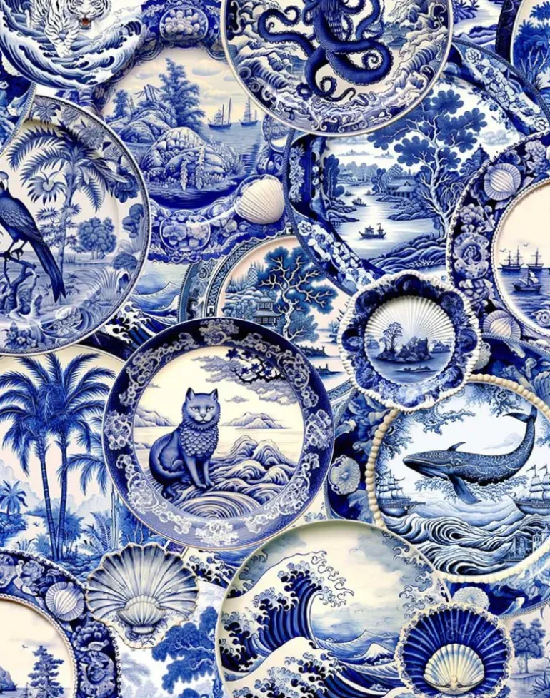 Whimsical Willow Plates, Blue & White