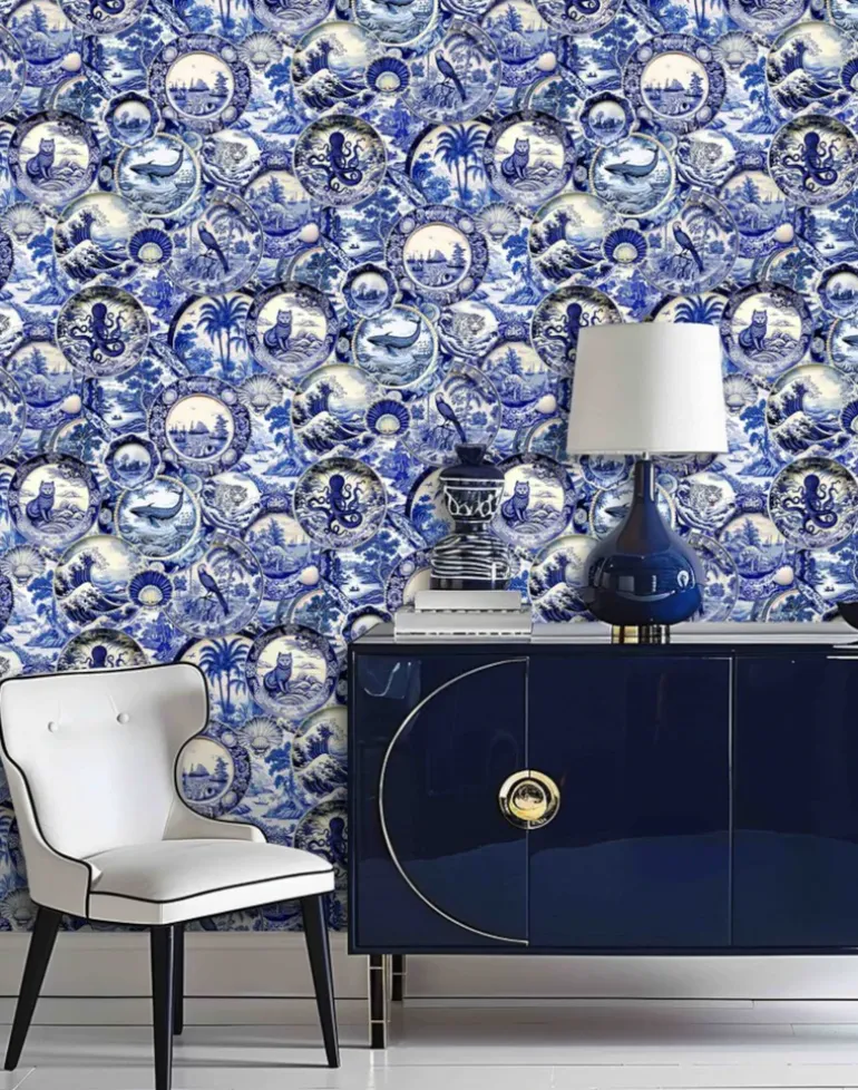 Whimsical Willow Plates, Blue & White