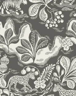 Wild at Heart Linen Fabric, Black