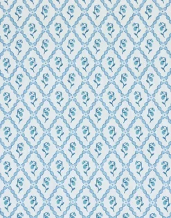 Wild Strawberry Trellis Fabric, China Blue