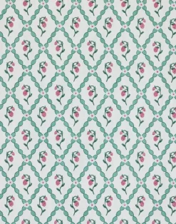 Wild Strawberry Trellis Fabric, Vintage Cream