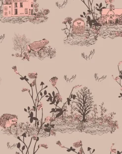 Woodlands Wallpaper in Brown and Pink