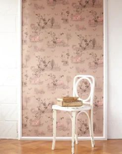 Woodlands Wallpaper in Brown and Pink
