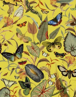 Yellow Butterfly Wallfabric