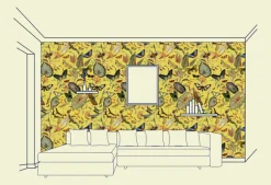 Yellow Butterfly Wallfabric