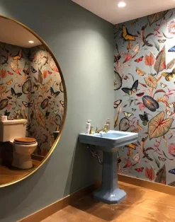 Aqua Butterfly Wallfabric