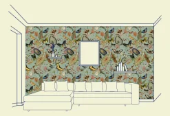 Aqua Butterfly Wallfabric