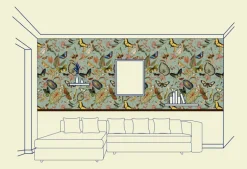 Aqua Butterfly Wallfabric