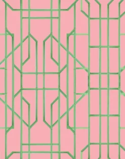 Bamboo Candy, Green on Pink