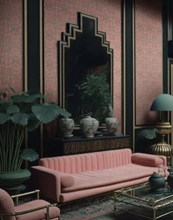 Bamboo Candy, Red on Swedish Blue