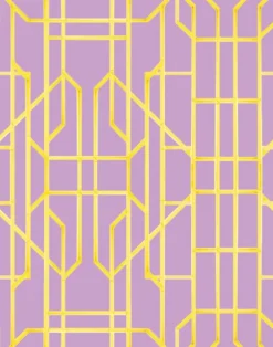 Bamboo Candy, Yellow on Lilac