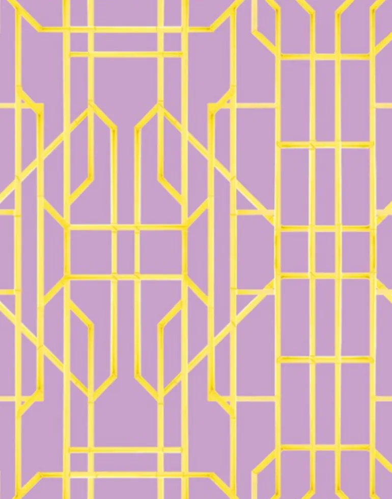 Bamboo Candy, Yellow on Lilac