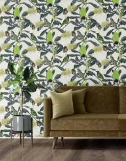 Banksia Medley, Lime Flowers on Worn White