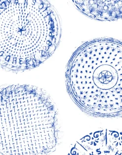 Brooklyn Manhole, China Blue on White