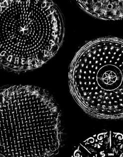 Brooklyn Manhole, White on Black