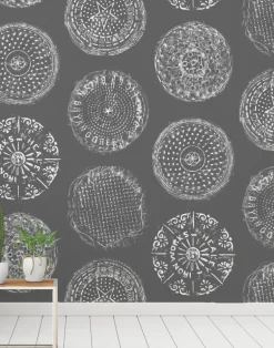 Brooklyn Manhole, White on Charcoal