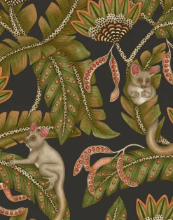 Bush Baby, Spring Green & Orange on Black 119/7031