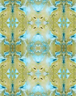 Celery & Teal Damask