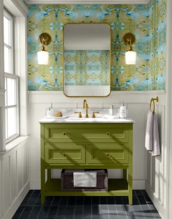 Celery & Teal Damask