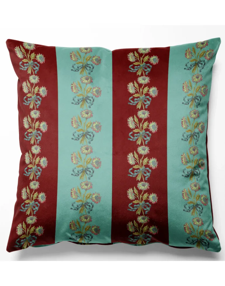 Chateau Stripe, Cherry & Blue Fabric