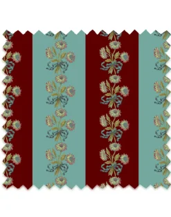 Chateau Stripe, Cherry & Blue Fabric