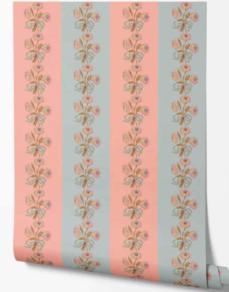 Chateau Stripe, Peach and Cloud