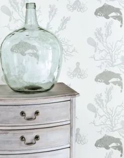 Coral, Pale Grey and Silver