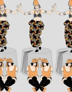 Deco Fez Hats, Orange